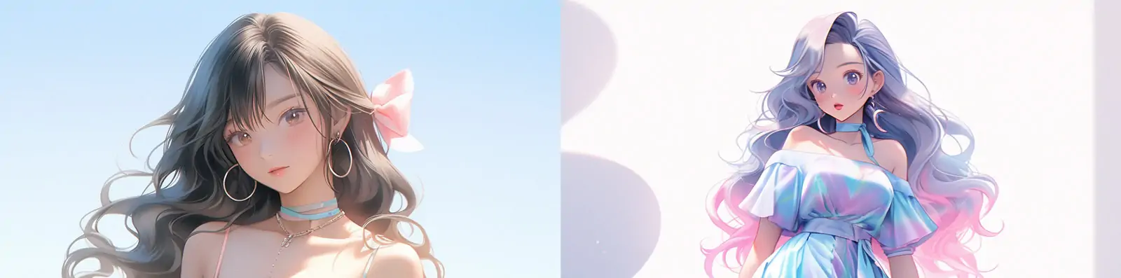 3D立体逼真动漫卡通可爱女孩时尚潮流夏季服装短裙全身肖像插图Midjourney关键词咒语