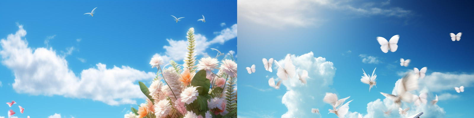 唯美户外鲜花钢琴蓝天白云大海场景摄影海报Midjourney关键词咒语分享