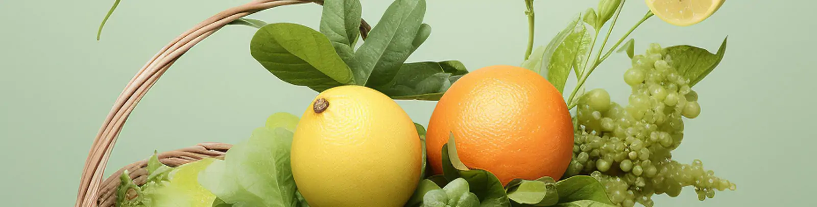 创意清爽绿色生鲜果篮蔬菜水果电商店铺设计海报背景Midjourney关键词咒语