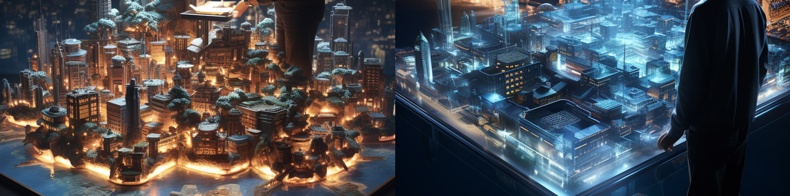 创意商业3D立体全息城市建筑办公室空间模型海报Midjourney关键词咒语分享