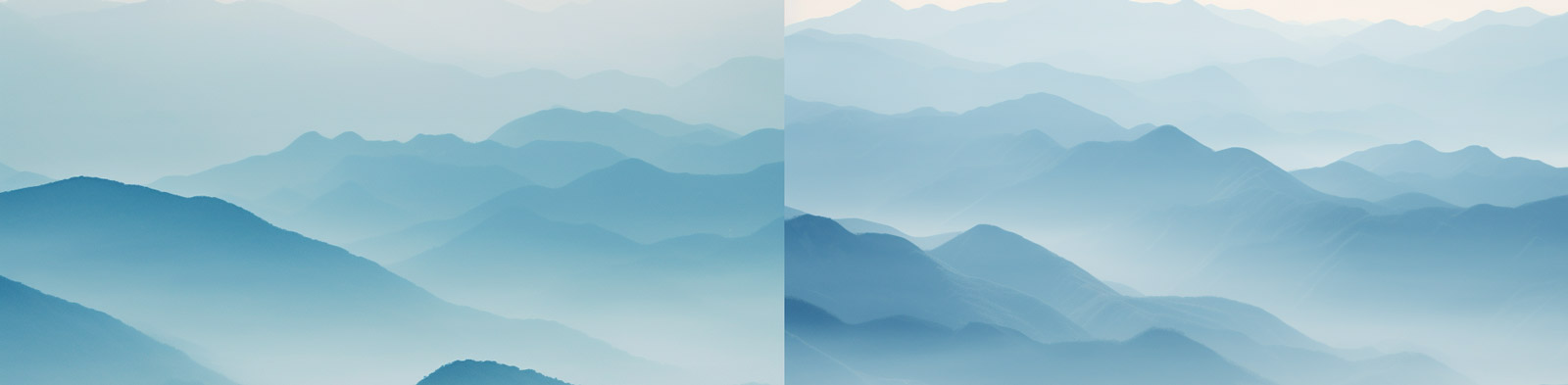 中国风蓝调山水薄雾梦幻神秘自然风景气氛海报背景Midjourney关键词咒语分享