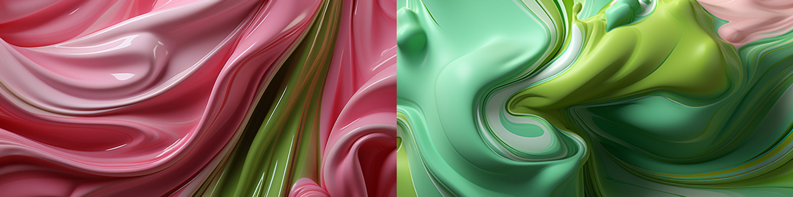 创意彩色抽象立体粉红色绿色流体海报背景Midjourney关键词咒语分享