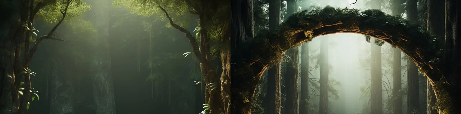 创意绿色生态森林植物木制舞台立体空间展台海报背景Midjourney关键词咒语分享