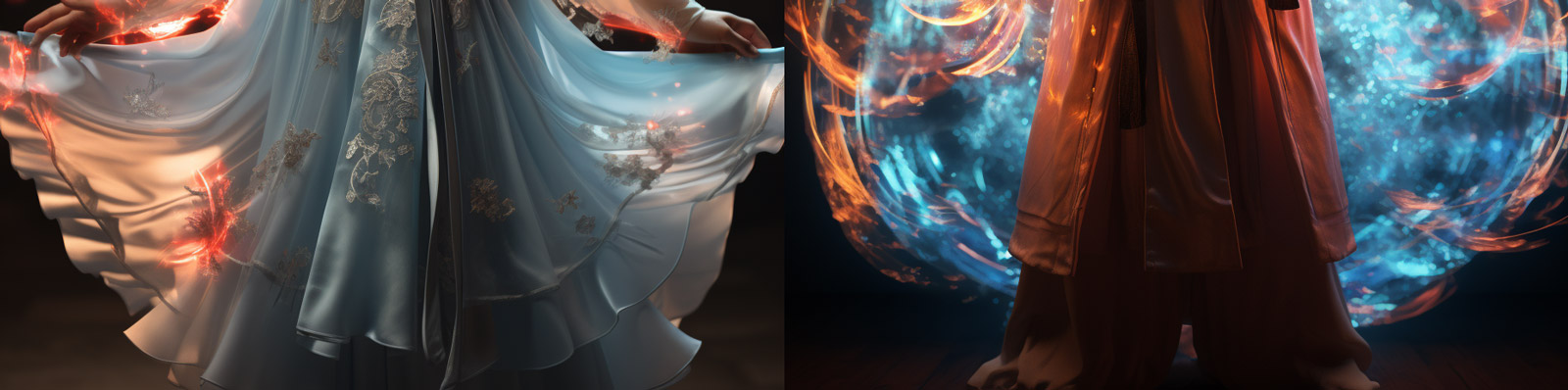 中国功夫武术服装神秘力量光效电影人物特效摄影海报Midjourney关键词咒语分享