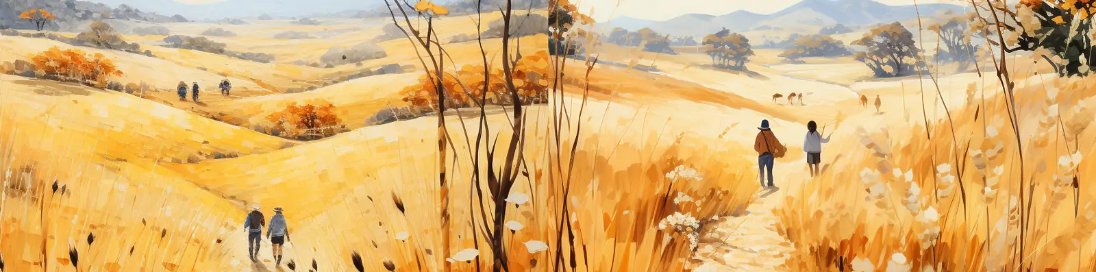 极简主义金色麦田自然风景人物背影鸟瞰图艺术插图海报背景Midjourney关键词咒语