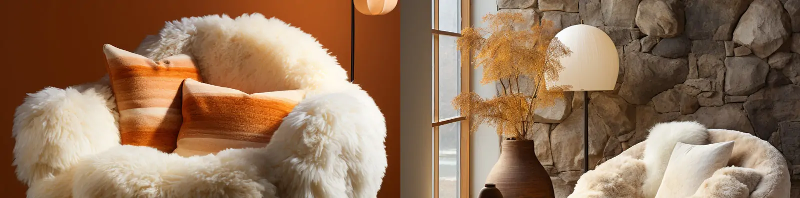 时尚现代白色毛绒沙发椅室内家居装修设计空间摄影海报Midjourney关键词咒语分享