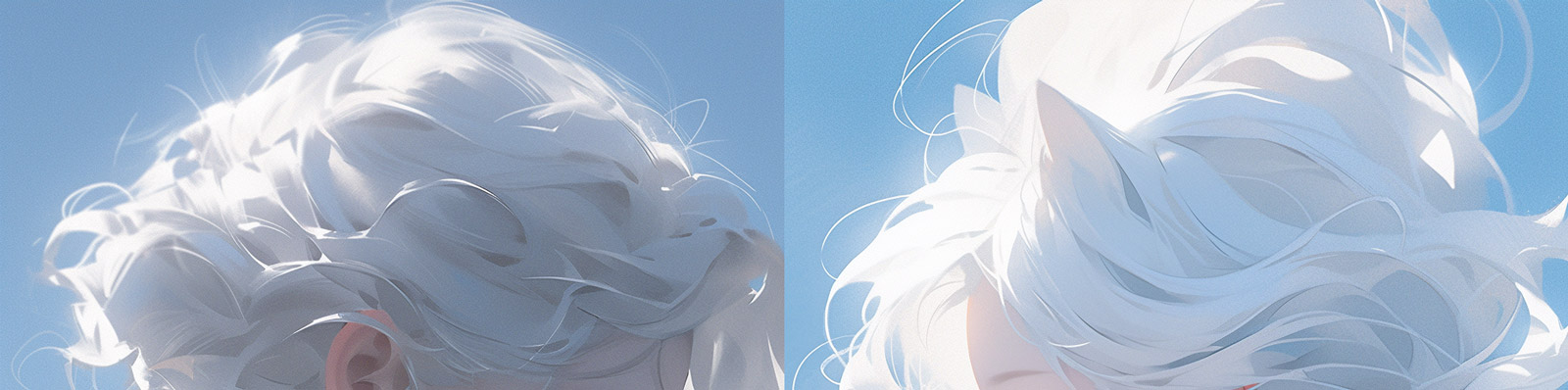 手绘极简主义白发卡通女孩人物芭比娃娃猫咪设计插图Midjourney关键词咒语