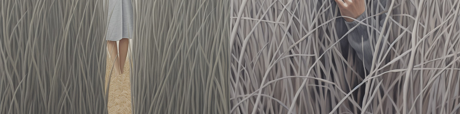 超现实主义反乌托邦抽象艺术孤独感麦田人物插图海报背景Midjourney关键词咒语分享