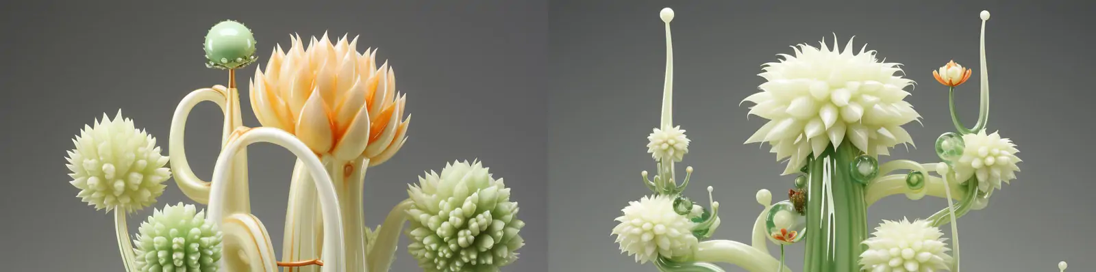 创意陶瓷鲜花植物仙人掌仙人球尖刺雕塑自然艺术模型Midjourney关键词咒语分享