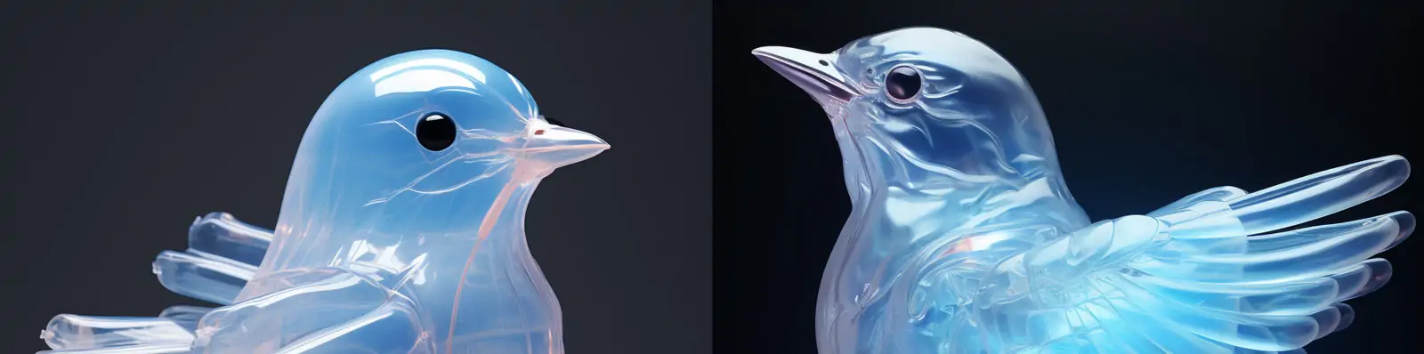 创意彩色渐变透明塑料充气动物鸟逼真立体气球特写Midjourney关键词咒语