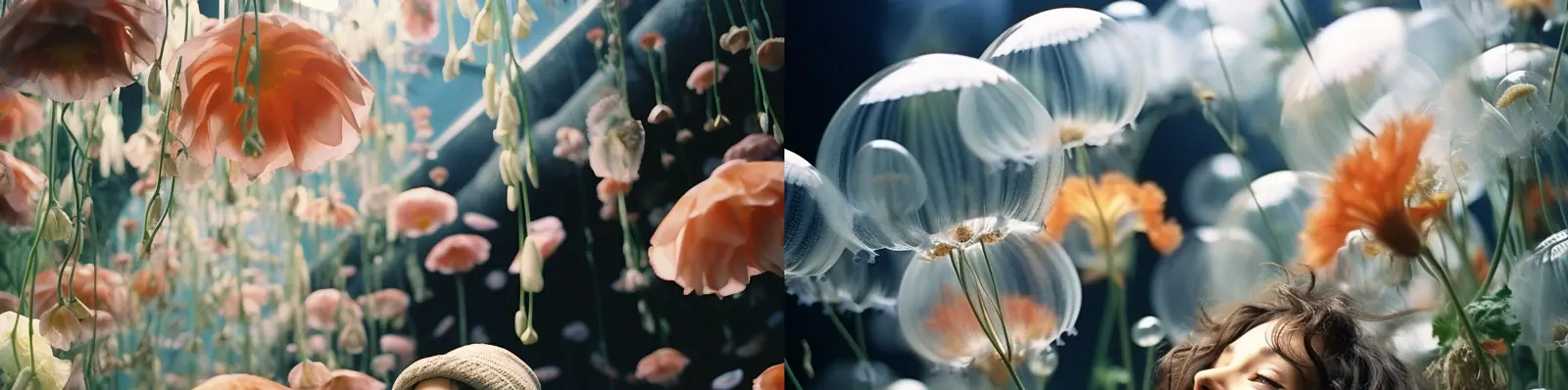 创意盛夏鲜花植物人物女孩微笑艺术摄影写真照片海报Midjourney关键词咒语分享