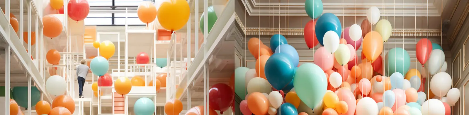 创意室内地心引力漂浮气球错觉场景空间艺术视觉海报Midjourney关键词咒语分享