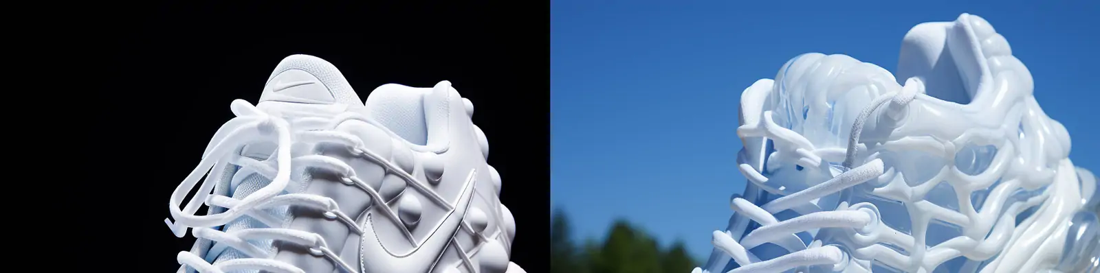 创意艺术塑料充气苹果耐克运动鞋电商产品广告摄影海报Midjourney关键词咒语