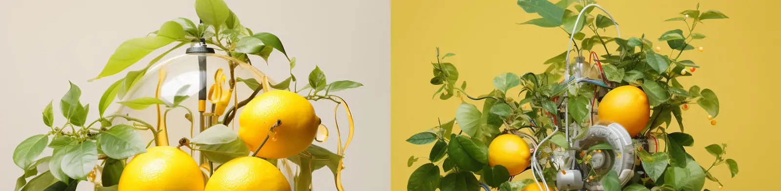 创意概念艺术柠檬植物电线科技美学封面海报设计Midjourney关键词咒语