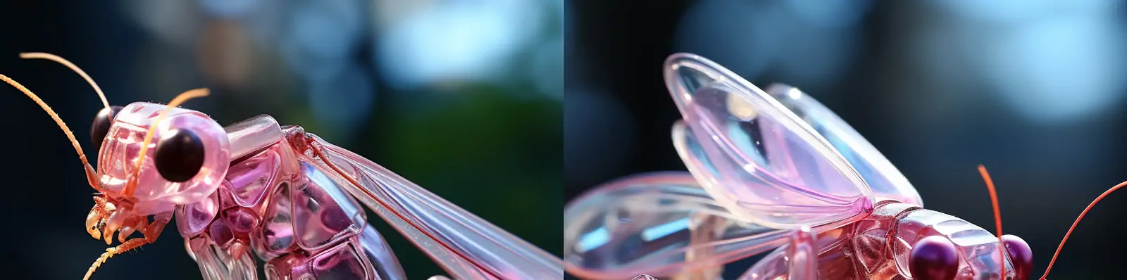 创意透明玻璃塑料晶莹剔透螳螂昆虫逼真动物艺术雕塑模型Midjourney关键词咒语