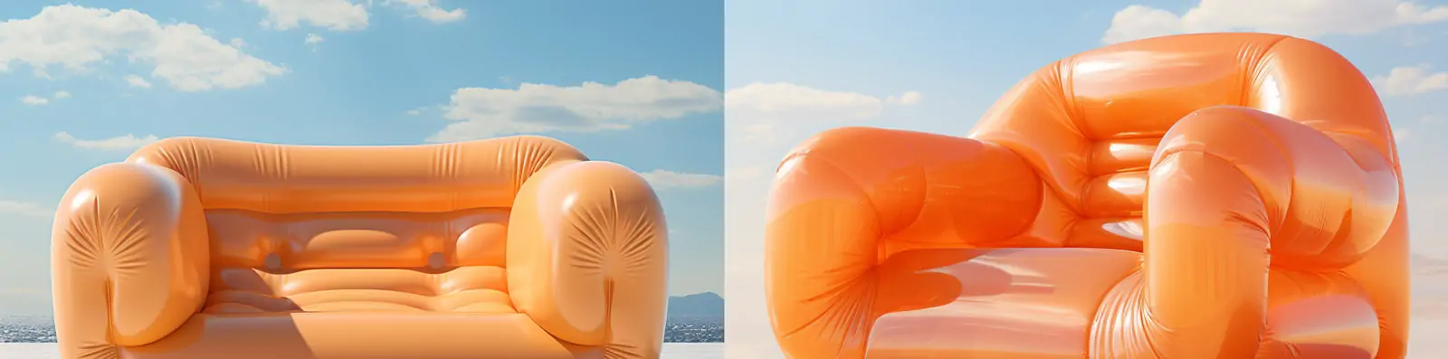 创意概念艺术黄色充气沙发摄影广告海报Midjourney关键词咒语分享