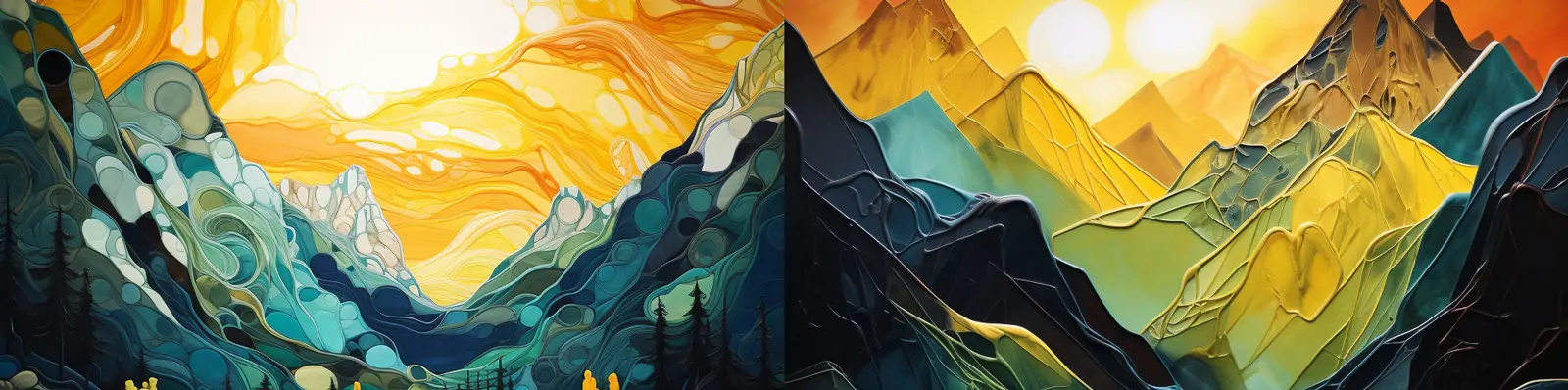 手绘印象派抽象艺术自然山水山川河流插图绘画海报背景Midjourney关键词咒语分享