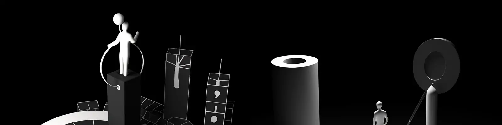 3D立体商业黑白抽象艺术迷宫图形插图海报背景midjourney关键词咒语