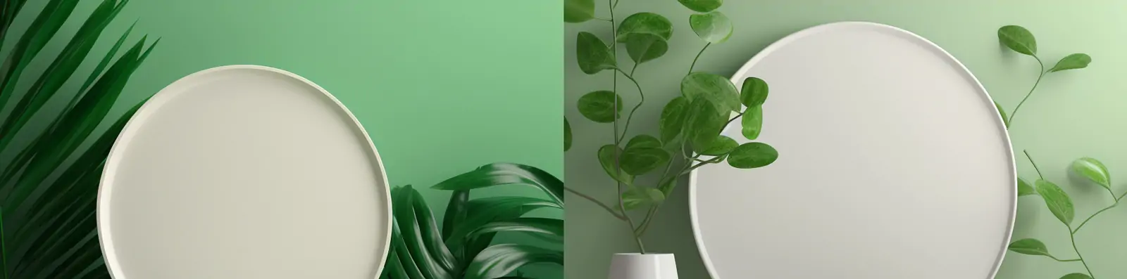 极简主义绿色植物立体舞台空间电商产品广告拍摄海报背景Midjourney关键词咒语