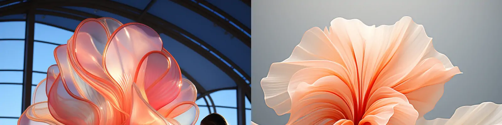 创意逼真彩色渐变半透明丝带艺术鲜花羽毛数字图像海报midjourney关键词咒语分享