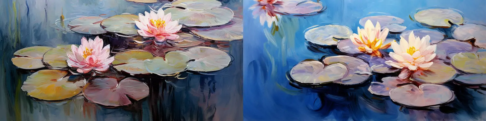 手绘夏天自然风景荷花莲华池塘艺术插图油画海报Midjourney关键词咒语分享