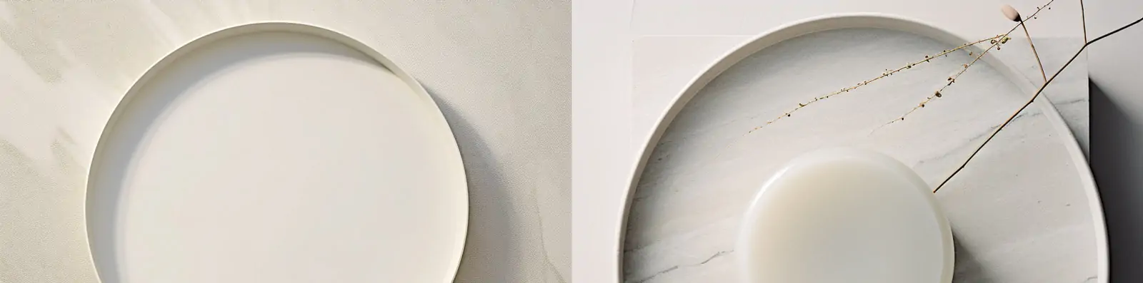 极简主义白色托盘柔和静物装饰艺术空间灵感电商产品海报背景Midjourney关键词咒语