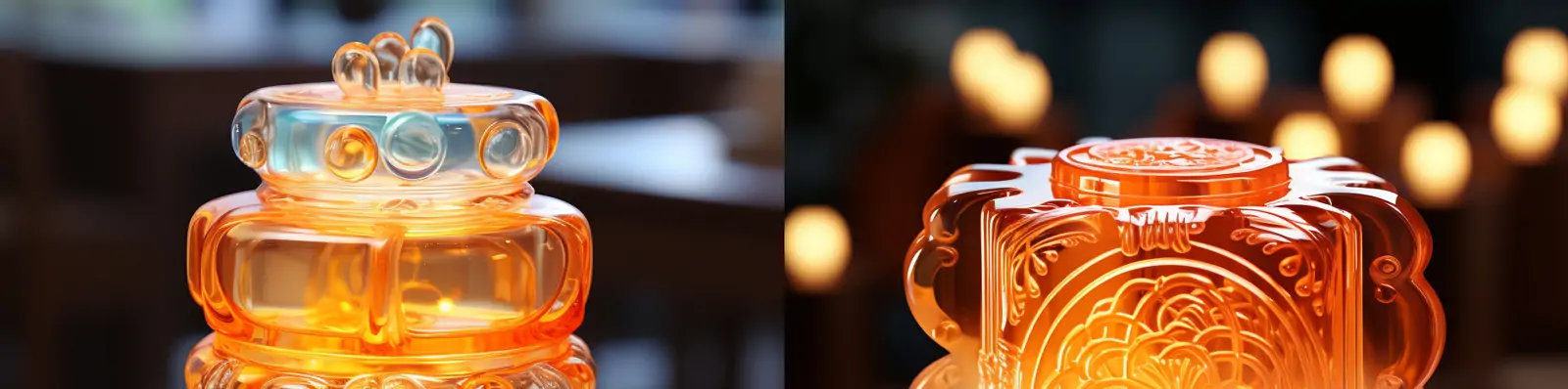 创意3D立体半透明玻璃溶体中秋节中式月饼雕花艺术模型midjourney关键词咒语