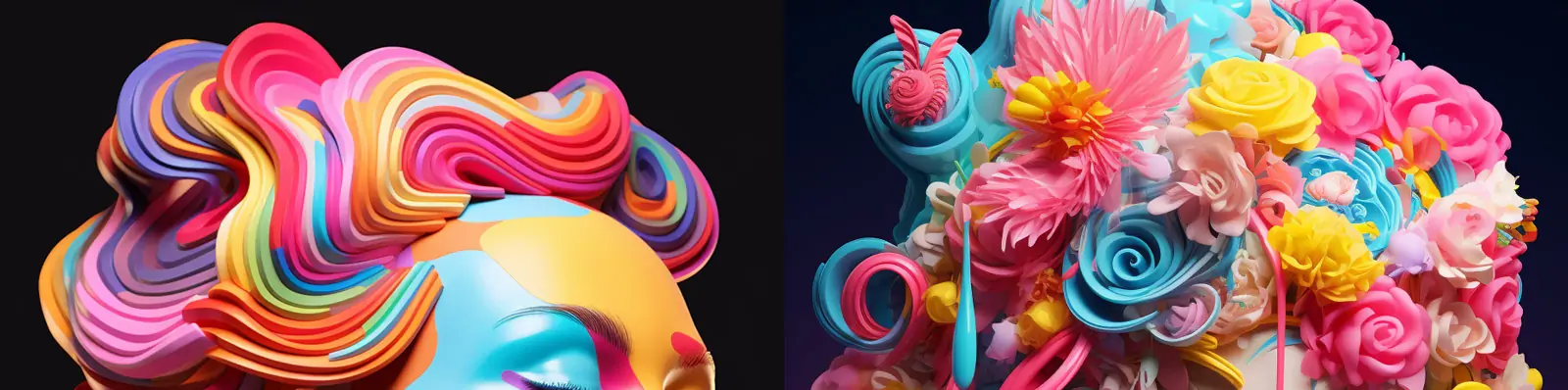 3D流行艺术灵感明亮彩色霓虹灯抽象艺术空间人物模型Midjourney关键词咒语分享