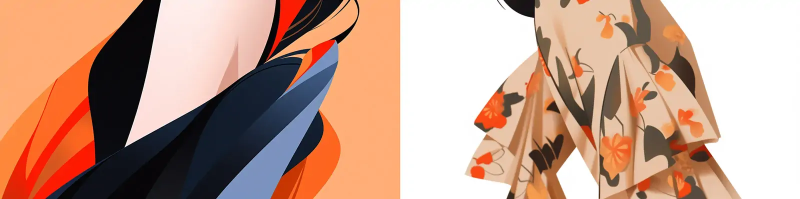 手绘抽象艺术中国女孩华丽服装极简主义人物形象插图绘画海报Midjourney关键词咒语