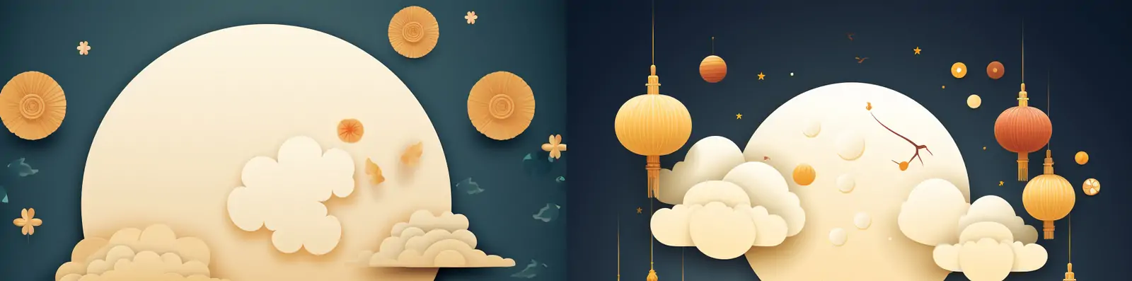 传统中秋节ai矢量风格月亮兔子海报设计素材midjourney关键词咒语