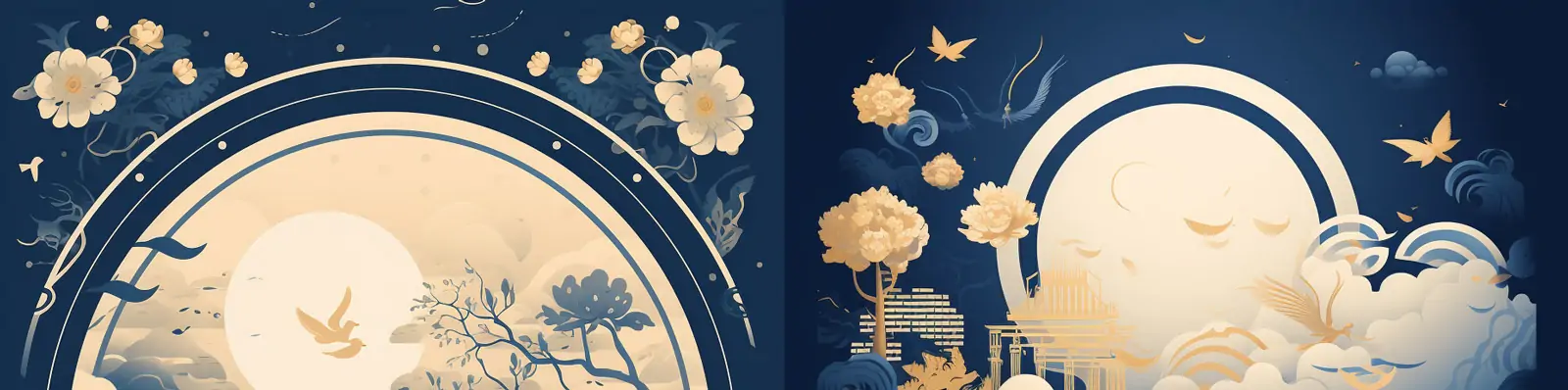 中国风蓝色中秋节玉兔月亮立体花纹图案浮雕艺术电商广告海报Midjourney关键词咒语分享