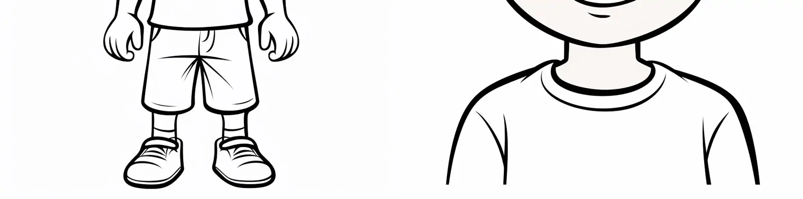 手绘可爱卡通简笔画男孩儿童轮廓线稿剪贴画插图海报Midjourney关键词咒语