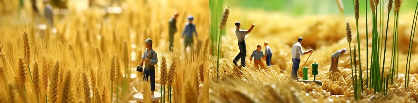 创意微观艺术麦田小麦人物宫崎骏动画风格场景艺术插图海报Midjourney关键词咒语分享