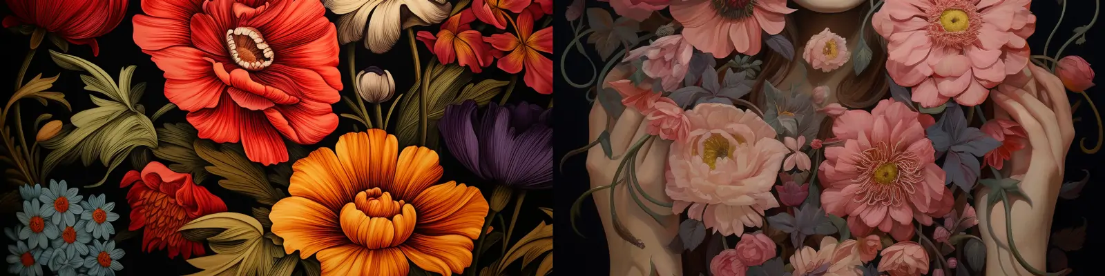 复古中国风传统文化工艺鲜花植物刺绣图案插图海报背景Midjourney关键词咒语分享