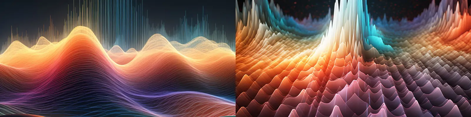 创意科技感立体光线波浪声波起伏曲线高清壁纸海报背景midjourney关键词咒语