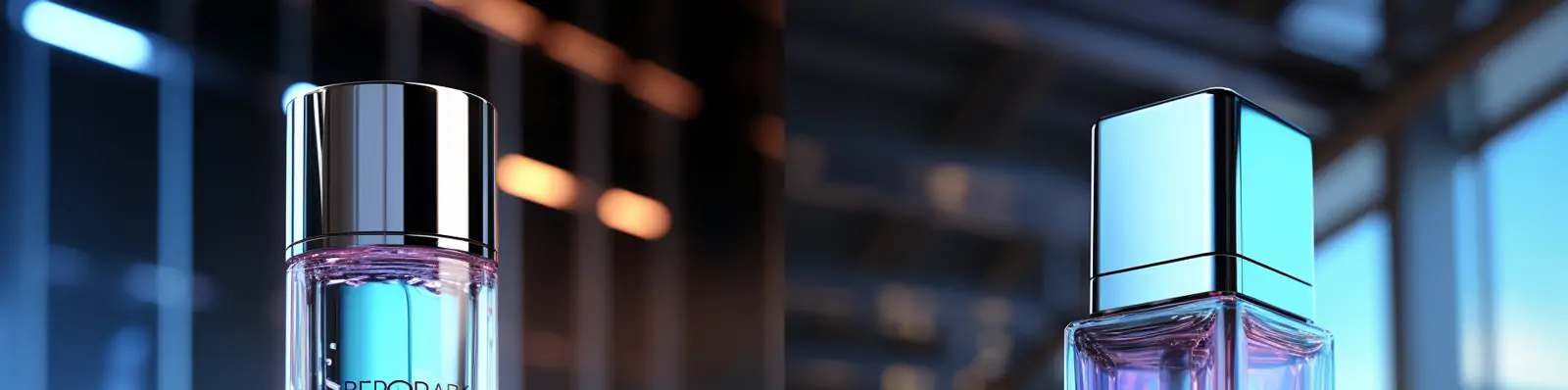 极简主义高端香水化妆品护肤品透明玻璃瓶包装艺术摄影广告海报midjourney关键词咒语分享