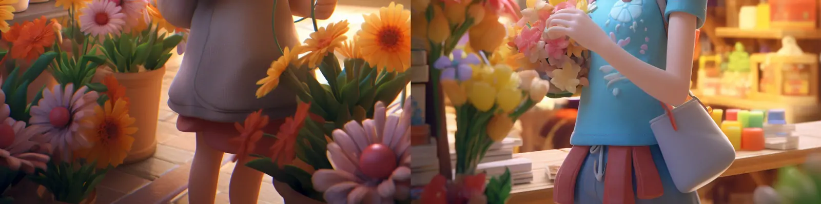 3D立体动漫可爱卡通女孩多巴胺穿搭动画场景艺术插图绘画海报Midjourney关键词咒语分享