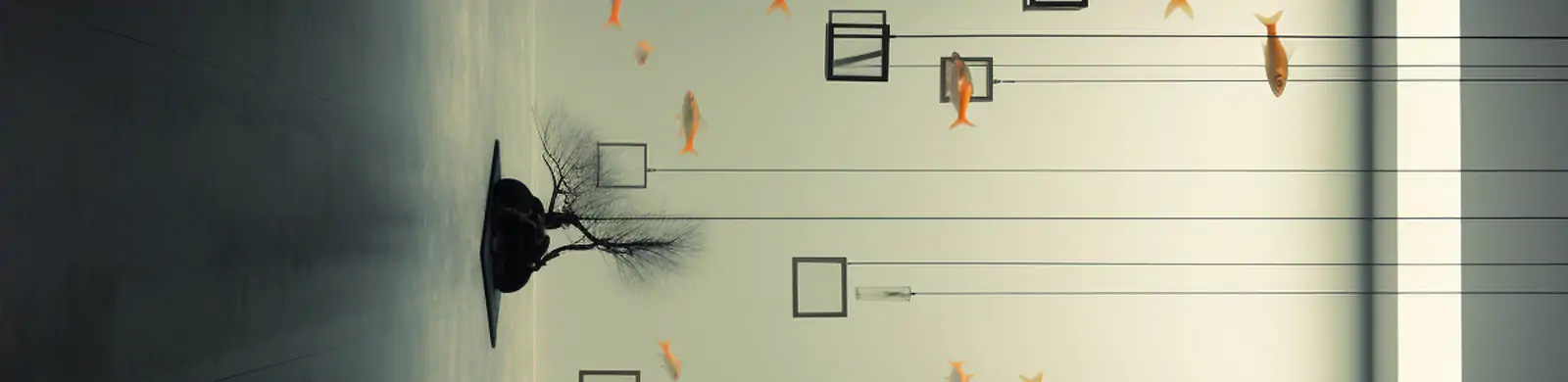 极简主义钓鱼舞台室内设计装置艺术立体空间海报背景midjourney关键词咒语