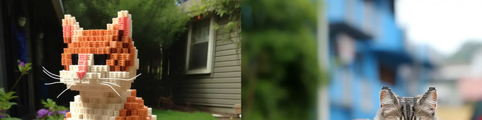 创意逼真立体乐高积木拼接玩具像素猫咪动物模型midjourney关键词咒语