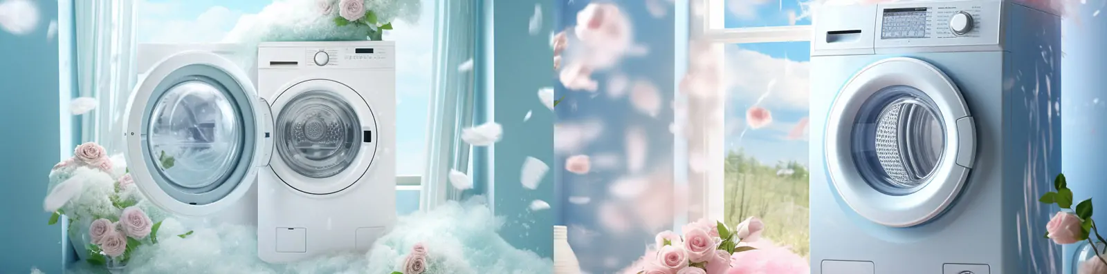 创意清新鲜花芬芳洗衣机产品电商广告摄影海报设计Midjourney关键词咒语分享