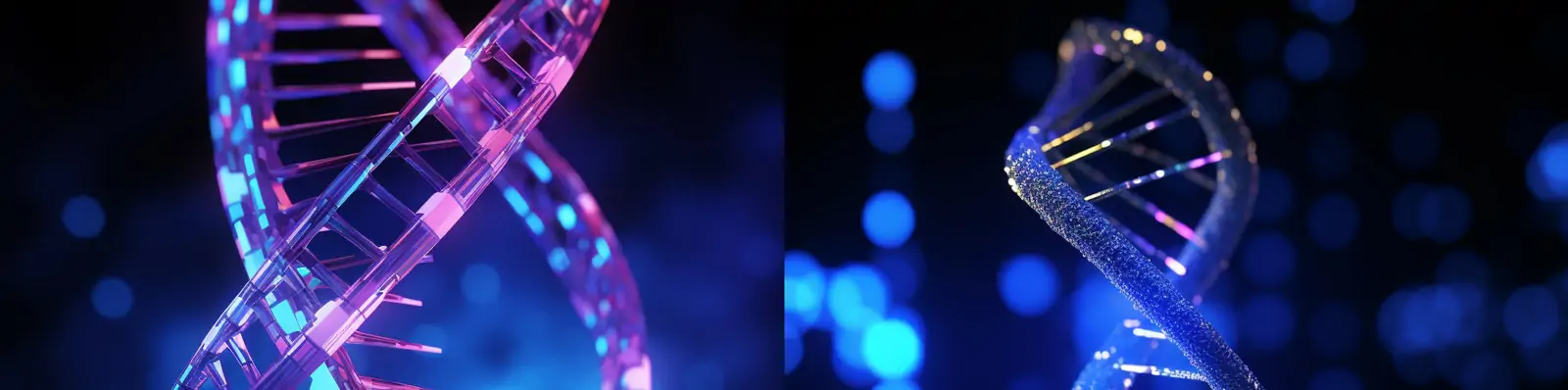 紫色透明科技基因DNA序列链条医疗健康高清彩色像素艺术海报背景Midjourney关键词咒语