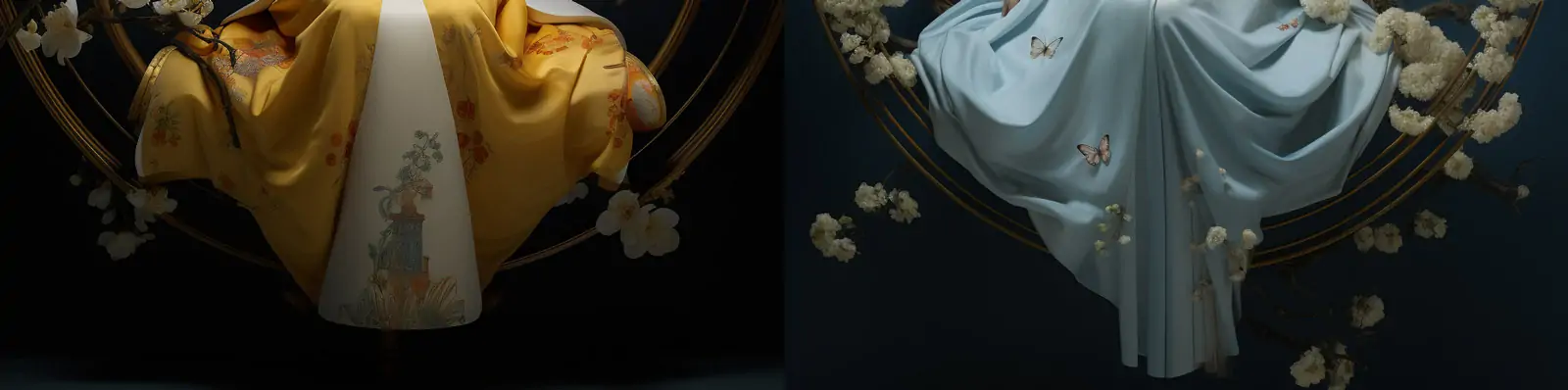 中国风传统艺术鲜花拱门古典女孩服装摄影写真海报Midjourney关键词咒语分享