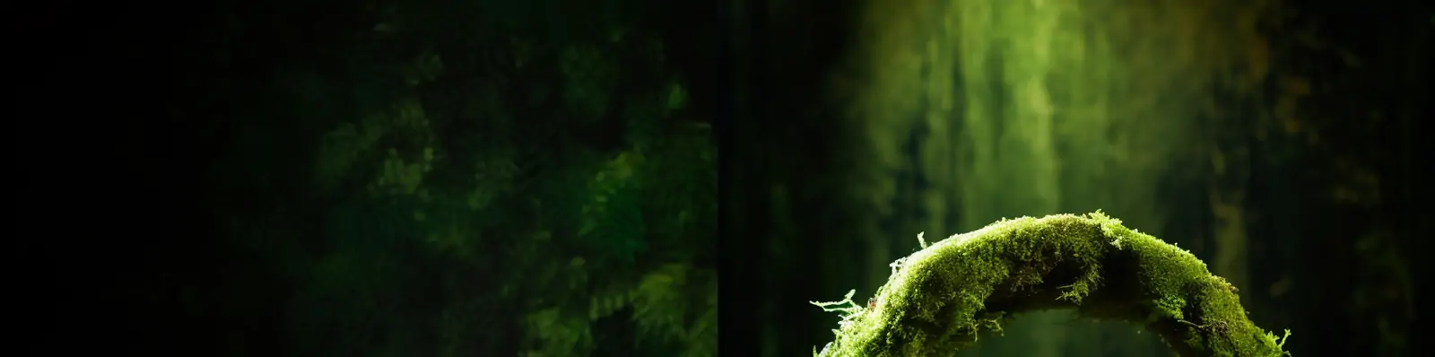 复古绿色苔藓古老树桩圆形展台自然森林鲜花植物艺术摄影化妆品海报合成背景midjourney关键词咒语