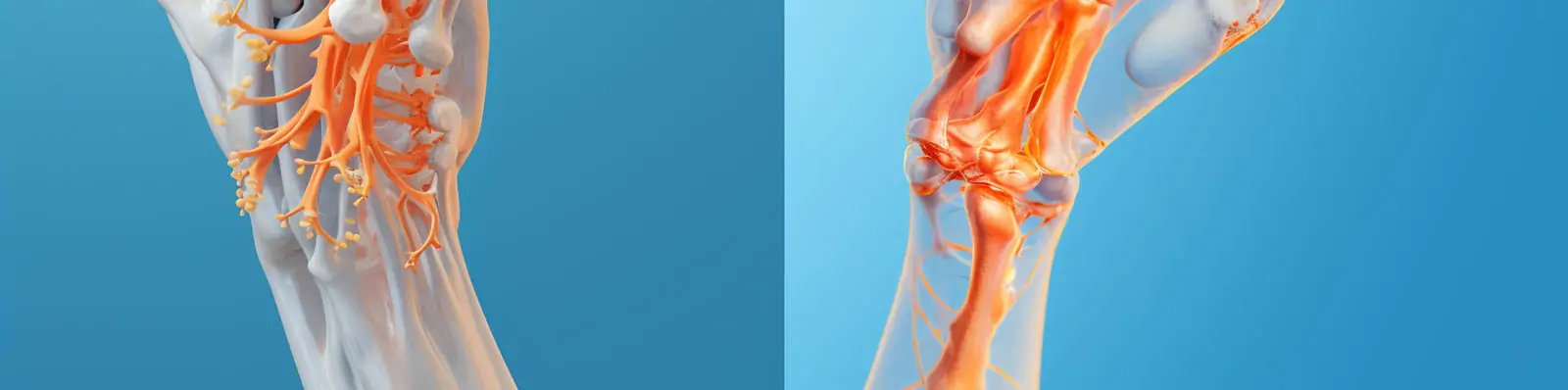 抽象艺术医疗科技人体手部骨骼骨头关节分子结构透视图插图海报Midjourney关键词咒语