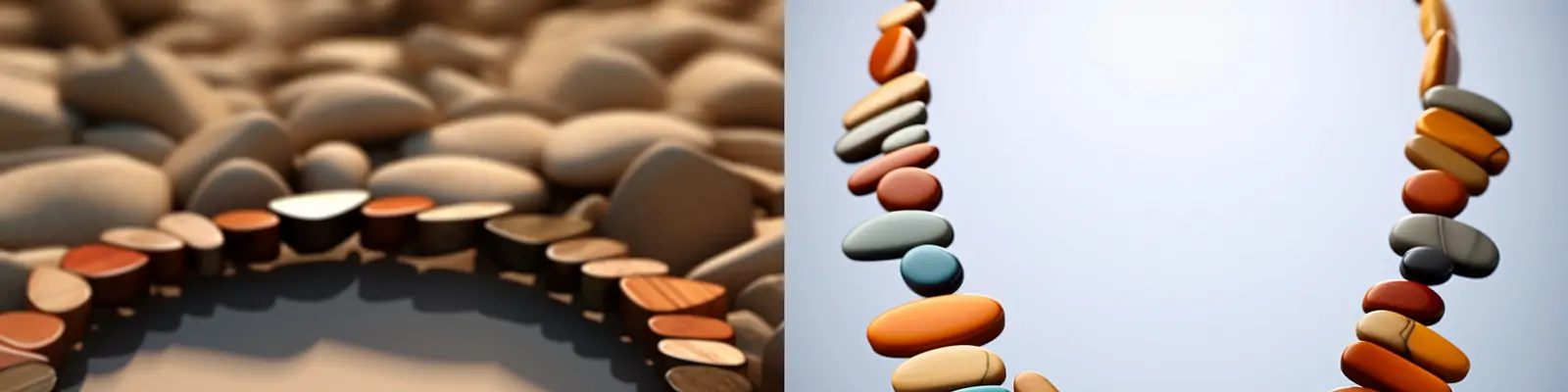 创意时尚极简主义彩色海滩鹅卵石拼接项链图案艺术摄影海报Midjourney关键词咒语分享