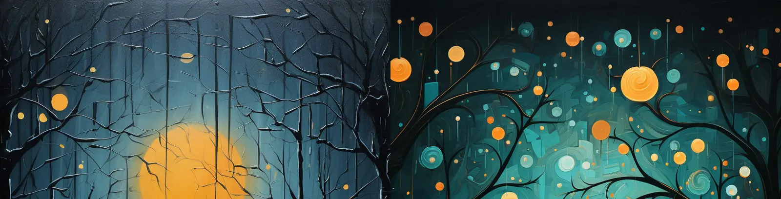 手绘迷幻艺术风格彩色卡通神秘猫咪自然空灵漫画插图海报Midjourney关键词咒语分享