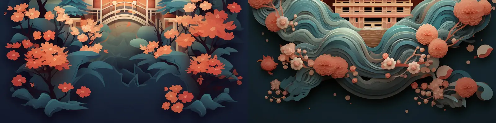 传统中国凉亭庭院中秋节月亮灯笼海报设计素材midjourney关键词咒语