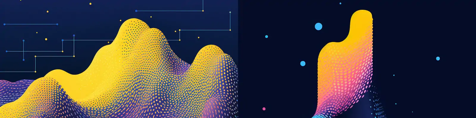 蓝色弯曲流动线条光点光效数字音乐有机三维立体科技海报背景Midjourney关键词咒语