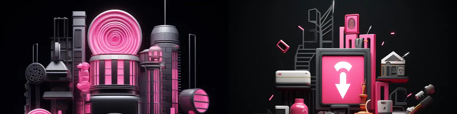 创意现代3D立体在线商店霓虹灯光效场景模型Midjourney关键词咒语