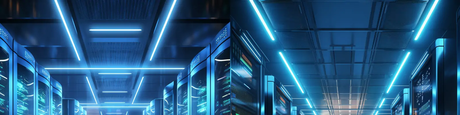 蓝色科技光效现代高效数据服务器三维立体空间逼真海报背景Midjourney关键词咒语分享